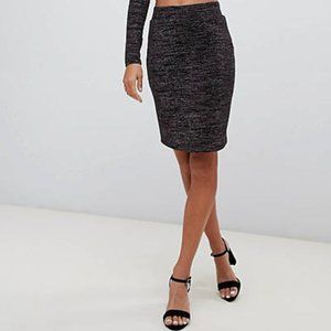 Bisou Bisou Black and Sliver Glitter Bodycon Pencil Skirt